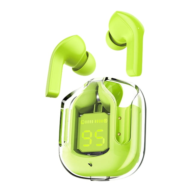 Crystal Earbuds,Transparent Digital Display Wireless Bluetooth Headset Bilateral Stereo Copper Ring Speaker With Charging Bin