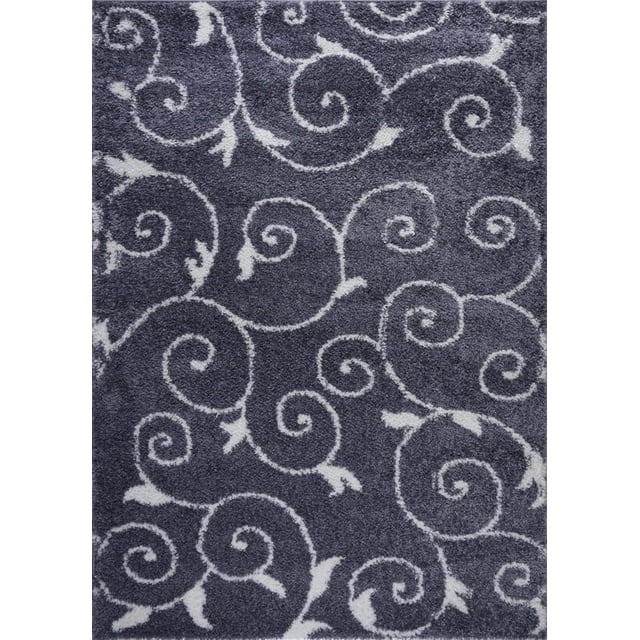 Ladole Rugs Shaggy Rabat Abstract Pattern Sustainable Spirals Style Indoor Small Runner Rug in Dark Gray White 2'7" x 4'11"