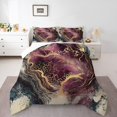 thumbnail image 2 of Purple Marble Bedding Set Full Size Watercolor Artwork Design Quilt For Girls Teens Adults Gold Glitter Abstract Comforter Set,Metallic Marbling Texture Bedding Comforter Sets, 2 of 7