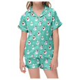 thumbnail image 1 of WEAIXIMIUNG Kids' Christmas Classic Print Button Down Collar Short Sleeve Top & Shorts Pajama Set 10-11 Years, 1 of 6