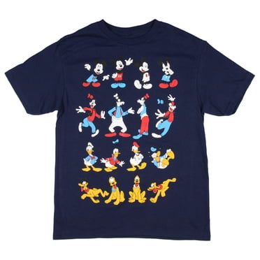 Disney Boy's Mickey Goofy Donald and Pluto Multiple Poses T-Shirt (X-Large)