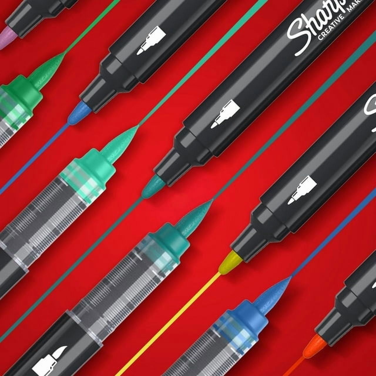 Sharpie Creative Markers, Water-Based Acrylic Markers, Brush Tip, Assorted Colours, 5 Count