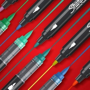 Sharpie Creative Marqueurs, marqueurs acryliques à base d'eau, bout de brosse, couleurs assorties, 5 Nombre