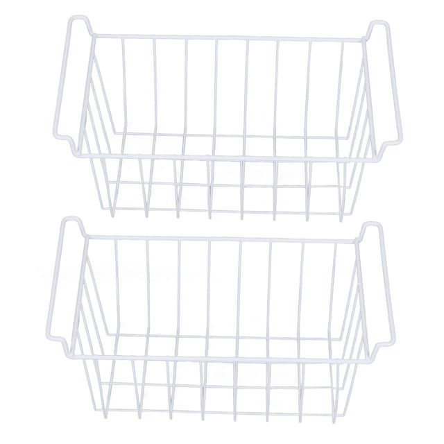 Freezer Basket, 2 Pack Stackable Household Deep Freezer Organizer Bin With Handles Wire Storage Basket Farmhouse Metal Wire Basket For Kitchen, Pantry, Cabinet,