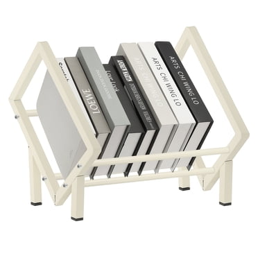 Uxcell Bibliothèque de Bureau en Métal de 15,7 Pouces, Petite Étagère de Table pour Livres, Organisateur de Rangement, Étagère de Bureau pour Salon et Bureau à Domicile, Décoration de Rangement, Enregistrement, Livres, Magazines, CD, Blanc
