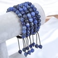 thumbnail image 2 of Natural Healing Power Gemstone Crystal Beads Unisex Adjustable Macrame Bracelets 8mm,Blue Sodalite, 2 of 4
