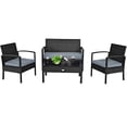 thumbnail image 2 of Costway 4pcs Outdoor Patio Rattan Wicker Set Table Sofa Cushioned Deck Black, 2 of 10