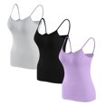 thumbnail image 1 of Timegard Camisoles pour Femmes 3 Pcs avec Soutien-Gorge Intégré Col Rond Bretelles Spaghetti Ajustées Douces Maillots de Corps Décontractés Hauts de Pyjama, 1 of 6