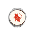 thumbnail image 1 of Year Of Ox Animal China Zodiac Red Hand Compact Mirror Round Portable Pocket Glass, 1 of 3
