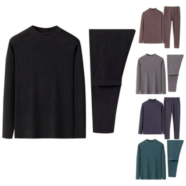 NJDVHB Tenues de Nuit d'Hiver pour Hommes, Ensemble de Détente pour Hommes, Ensemble de Pyjama en Flanelle pour Hommes Uni à Manches Longues avec Pantalon à Haute Élasticité, Tenue d'Intérieur, Vert, TG