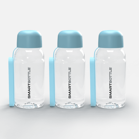 Smartbottle Mini Compact Reusable Water Bottle, Baby Blue, 250ml / 8oz, 3-Pack