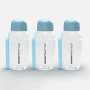 Smartbottle™ Mini- Medical-Grade Plastic Lightweight Compact Reusable Water Bottle Made in Canada 8 oz Baby Blue with Carry Ring 3 Pack