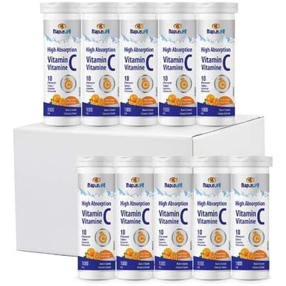 MapleLife Nutrition Vitamin C Effervescent Tablets Supplement 10 Tubes