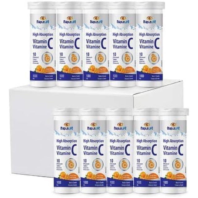 MapleLife Nutrition Vitamin C Effervescent Tablets Supplement 10 Tubes