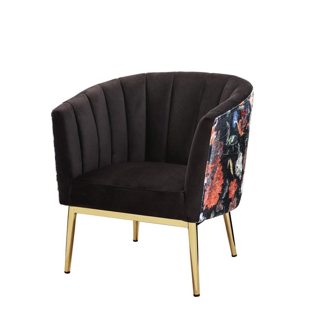 Acme Furniture Colla Accent Chair, Black Velvet & Gold