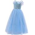 thumbnail image 2 of HAWEE Filles Princesse Cendrillon Costume Bleu Fleur Papillon Tulle Robes pour l'Halloween, 2 of 7