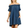 thumbnail image 2 of Robes Grande Taille pour Femmes Été Robe Grande Taille Ample Épaules Dénudées Chemise Hauts Robe en Liquidation, 2 of 6