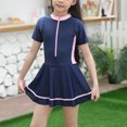 thumbnail image 2 of Pisexur Girls Swimsuits Maillots de Bain pour Filles Protection Solaire Maillots une Pièce pour Filles Maillot de Bain Hawaïen à Jupe pour Enfants Filles Robe de Bain d'Été Manches Courtes Tenue de Bain 2-9 Ans, 2 of 9