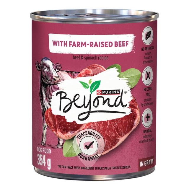 Beyond Farm-Raised Viande bovine & Recette d'épinards dans la nourriture pour chiens mouillés, gravy 354 g