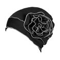 thumbnail image 3 of TISHITA For Ladies Solid Elastic Flower Hat Turban Chemo Cancer Hair Loss Cap Head Wrap black, 3 of 8