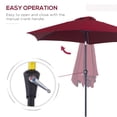 thumbnail image 4 of Outsunny Parasol de Patio Rond en Aluminium de 8,5 Pieds avec Manivelle et Inclinaison, Rouge Vin, 4 of 10