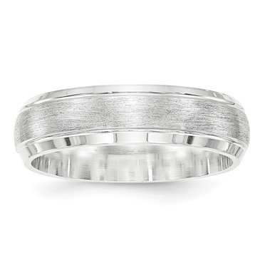 925 Sterling Silver 6mm Brushed Fancy Size 11 Band Ring