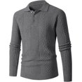 thumbnail image 1 of Chandail Ajusté pour Homme, Chandail Tricoté à Manches Longues avec Col Rabattu, Tenue Décontractée de Base pour l'Automne et l'Hiver, 1 of 9