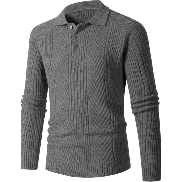 Chandail Ajusté pour Homme, Chandail Tricoté à Manches Longues avec Col Rabattu, Tenue Décontractée de Base pour l'Automne et l'Hiver