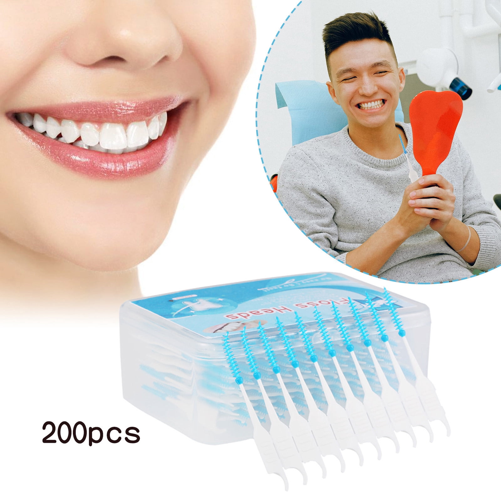 WIFKLSIIPG 200PCS Box Floss Interdental Brush Stick Toothpick Soft Silicone Double Ended Tooth Picks Oral Care