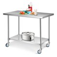 thumbnail image 4 of Costway Table de Travail de Cuisine Commerciale en Acier Inoxydable 30 Pieds' x 48 Pieds' avec 4 Roues, 4 of 10