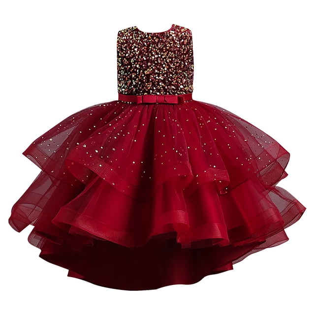 Kcodviy Robe de Demoiselle d'Honneur Enfant Robe Patineuse Filles Élégante en Dentelle Baptême Amour Robe Fille Robe de Mariage Robes de Fête