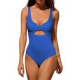 thumbnail image 1 of Charmo Womens Ribbed One Piece Swimsuits High Cut Padded Monokini Bathing Suit, 1 of 6