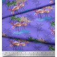 thumbnail image 3 of Soimoi Purple polyester Crepe Fabric Palm Tree, & Flamingo Bird Decor Fabric Printed Yard 52 Inch Wide, 3 of 3
