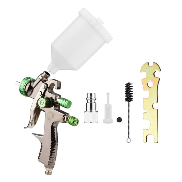 GoolRC Low Low Pressure 1.3mm Air Spray Kit 600cc Fluid Cup Gravity Feed Air Paint Sprayer Handheld 360-degree Paint Spraying for Car Furniture Surface Wall Painting DIY Models Black & Green 1.3mm