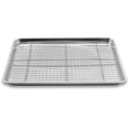 thumbnail image 1 of Baking Sheet Checkered Cooling Rack Grill Cooling Chef Stainless Steel Pan Oven Bakeware for Kitchen Cooking, 23.5x17.5x2.5cm, 1 of 8