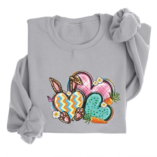EGNMCR Easter T-Shirt Imprimé Femmes T-Shirts Graphiques Femmes Chemises Femmes Col Rond Easter Haut Imprimé à Manches Longues Chandails T-Shirts Femmes