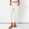 thumbnail image 2 of Sentmoon Wide Leg Cropped Pants for Women Solid Color Elastic Waist Womens Pants Casual Oversized Relaxed Fit Linen Lounge Pants Women with Pocket for Summer and Hot Weather, 2 of 9