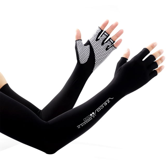 Gants de Vélo pour Hommes Antidérapants Yoga Exercice Demi-Doigt Couvre-Bras Protège-Mains