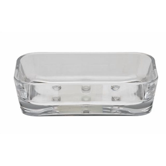 Maria Porte-savon en Acrylique Transparent avec design Rectangulaire, Légèrement Effilé et Bords Arrondis, Doté d'Une base Solide et de Côtés Surélevés pour Tenir le Savon en Toute Sécurité, Idéal pour les Accessoires de Salle de Bain et l'Utilisation sur Comptoir, Facile à Nettoyer avec un Chiffon Humide.
