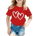 thumbnail image 1 of PMVFHDE T-Shirt d'Été à Manches Courtes pour Filles - Haut Décontracté à Col Rond avec Imprimé Graphique, T-Shirt en Coton Respirant pour Superposition pour Tout-Petits à Préados Rouge, 7-8 Ans, 1 of 5