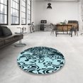 thumbnail image 4 of Ahgly Company Tapis d'Intérieur Lavable en Machine Carré Bleu Transitionnel Lagon Bleu, 8 Pieds Carré, 4 of 7