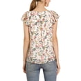 thumbnail image 3 of INSPIRE CHIC Blouse Fleurie pour Femme Été Décontractée Col Carré Chiffon Manches Courtes Chemises à Volants TP Blanc, 3 of 8