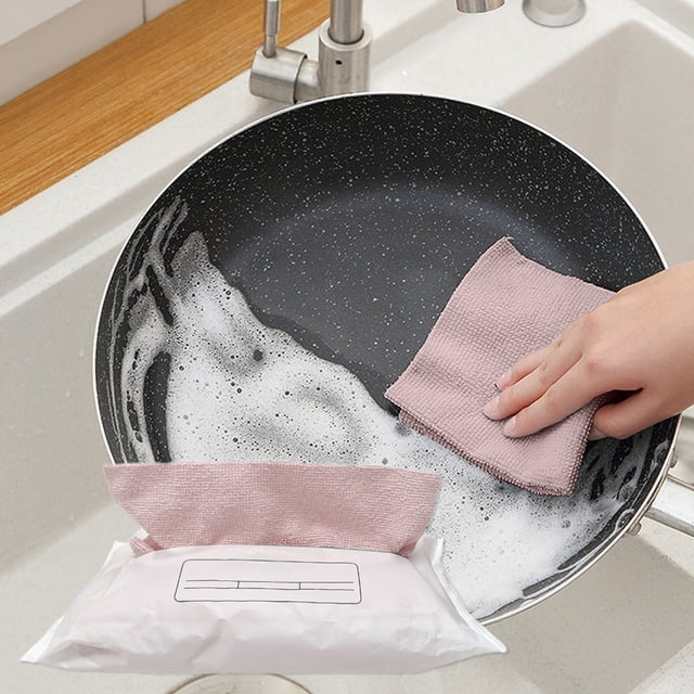 Polyester Rags 1 Pack Pink Microfiber Dishcloths 22x22cm Reusable Cleaning Cloths for Kitchen Scouring and Wiping Rkxzt