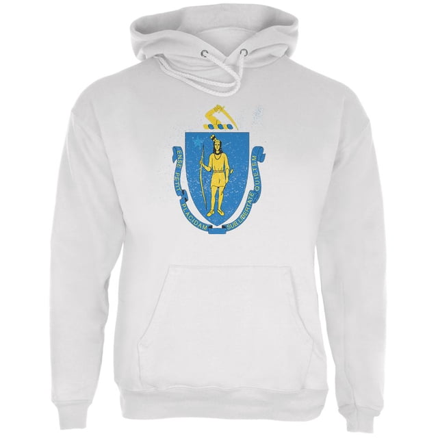 Born and Raised Massachusetts State Flag Mens Hoodie