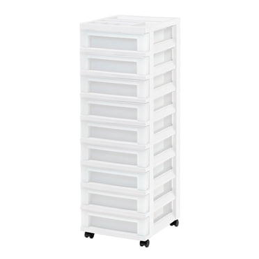 IRIS Drawer Storage Cart with Organizer Top, Black and White