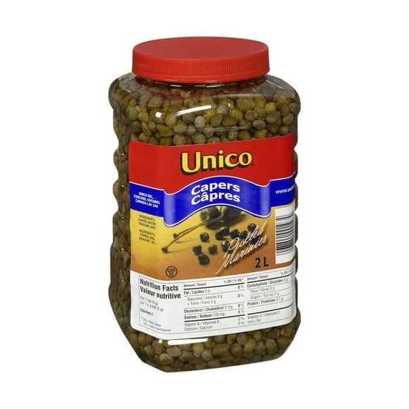 Unico Pickled Capers, Bulk 2L Jar – Tangy, Briny, Culinary-Grade for Cooking & Garnishing