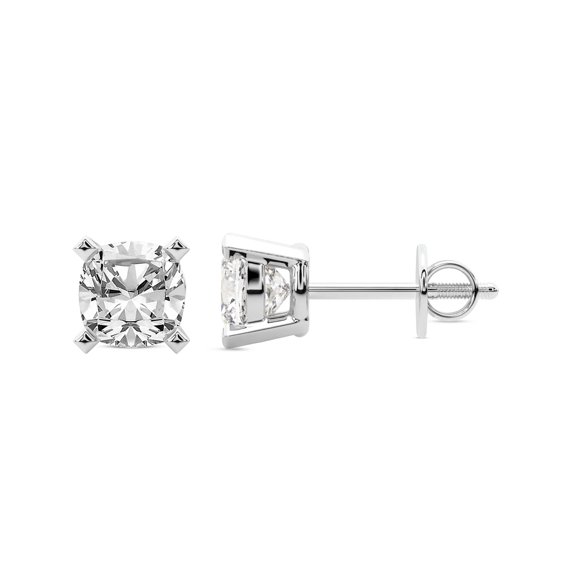 8 Carat Lab Grown Diamond Earrings | IGI Certified Cushion Shape Solitaire Lab Diamond Stud Earrings 4 Prong | F-G Color, VS1-VS2 Clarity | 14K White Gold | Friendly Diamonds Earrings