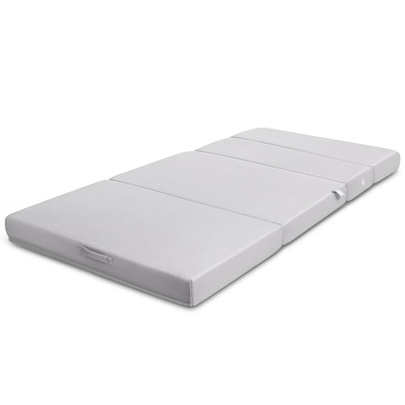 Gymax Matelas Pliant en Mousse 4 Pieds' Taille Simple TG Canapé-Lit Invités Tapis de Sol Poignées de Transport