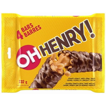 OH HENRY! Chocolatey Bars pack of 4, All bars are individually wrapped for convenience and freshness, 232g