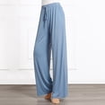 thumbnail image 2 of Diufon Straight Pants for Women Elastic High Waist Drawstring Pants Cotton Solid Color Lounge Wide Leg Pants, 2 of 5